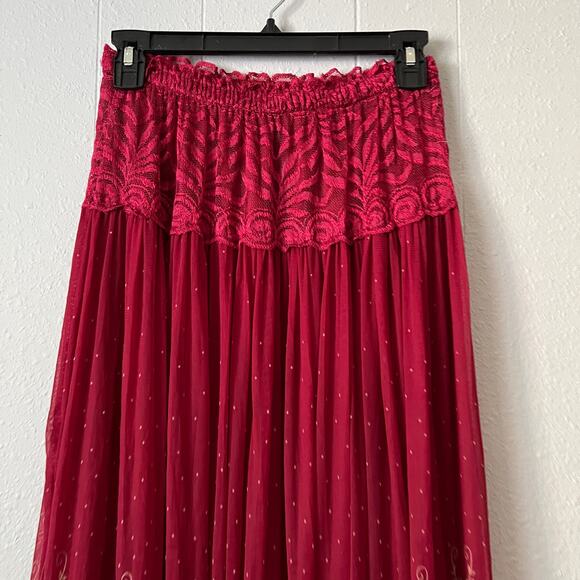 Womens Mesh Midi Skirt Medium Pull On Stretch Lace Fairy Boho Festival Event - Picture 2 of 11